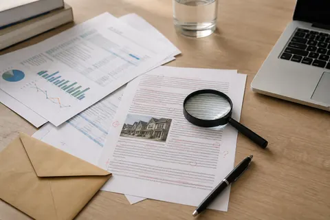 Ilustración de revisión de documentos inmobiliarios