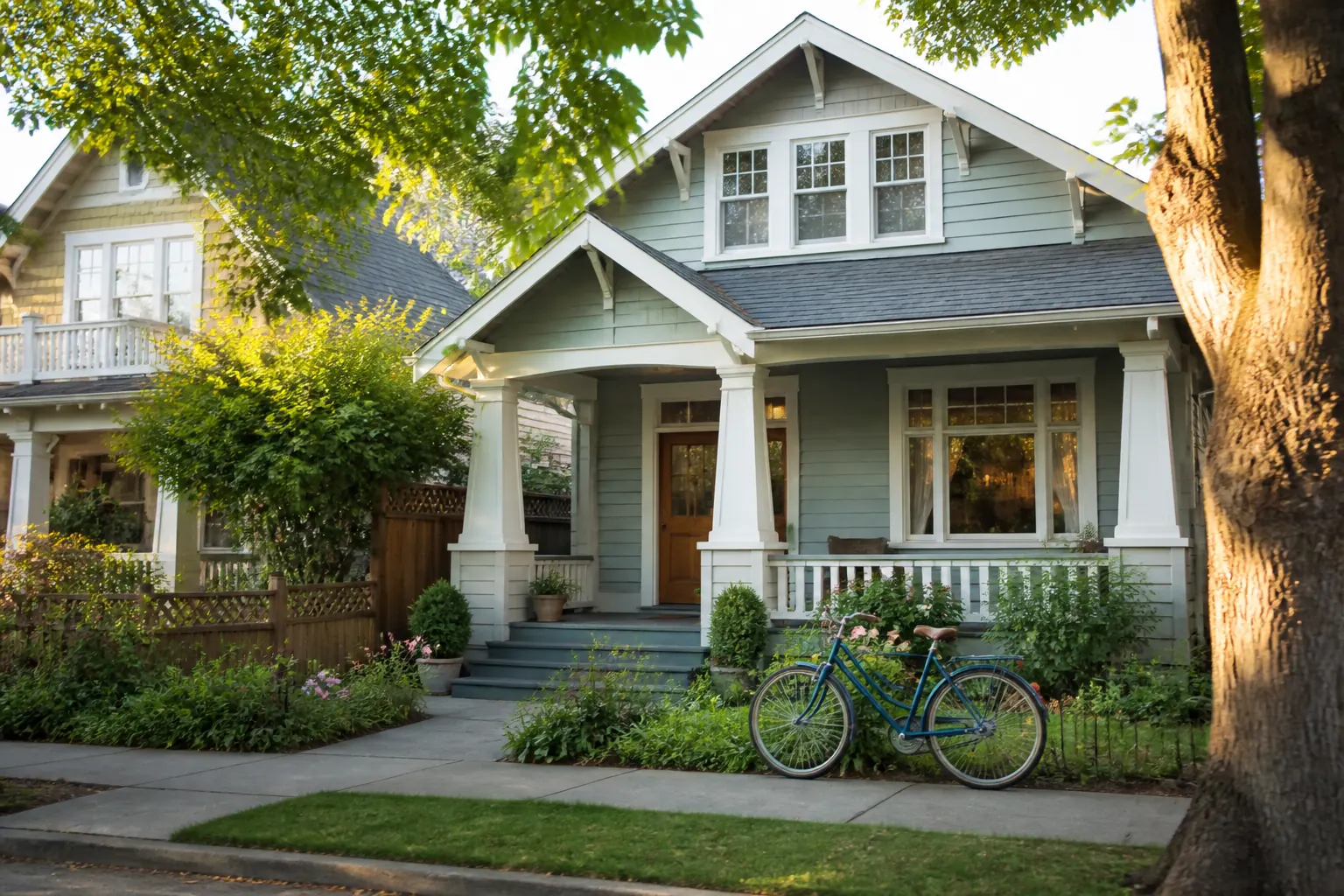 American family home on a leafy neighborhood street