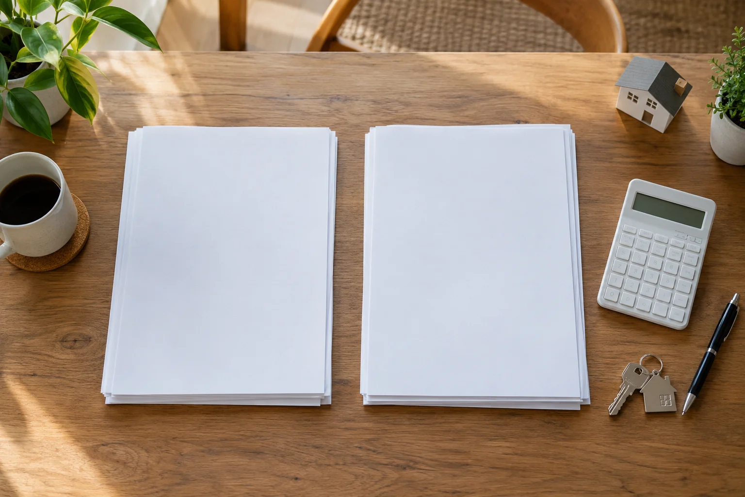 Loan document sets arranged side by side for comparison
