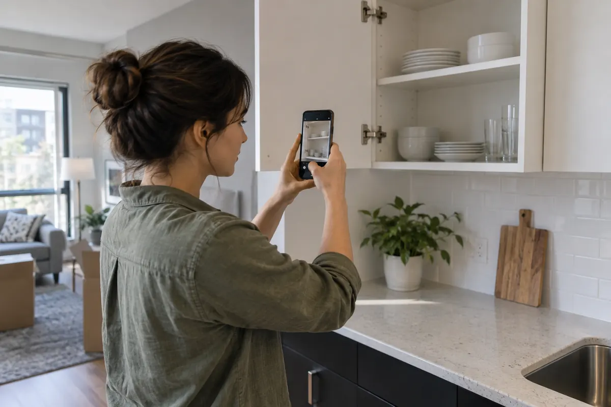 Renter documenting an apartment condition at move-in